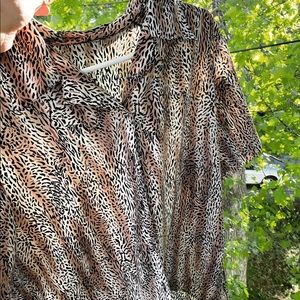 Silk cheetah print button up blouse